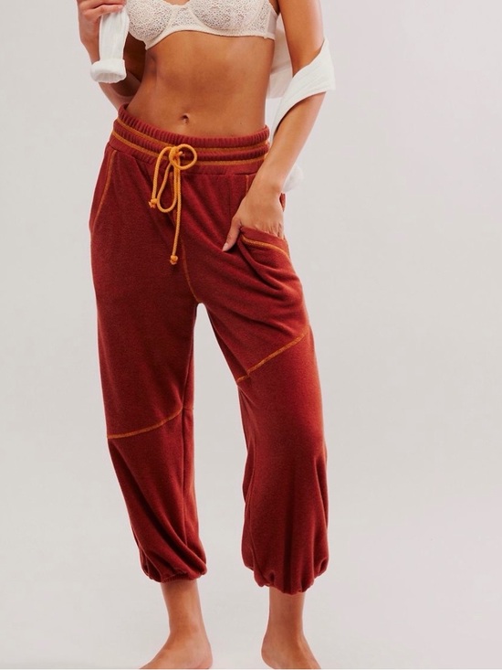 Free People Pants - Free People Gimme More Drawstring Joggers with Mustard Trim.